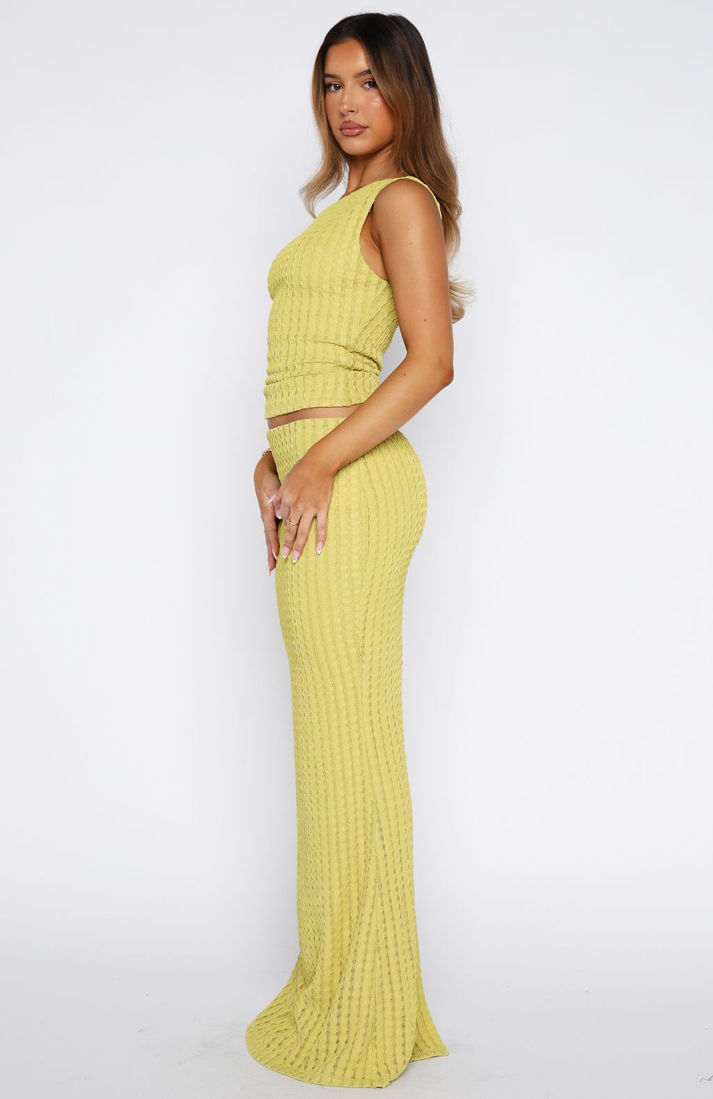 White Fox Top To Bottom Maxi Skirt Limeade
