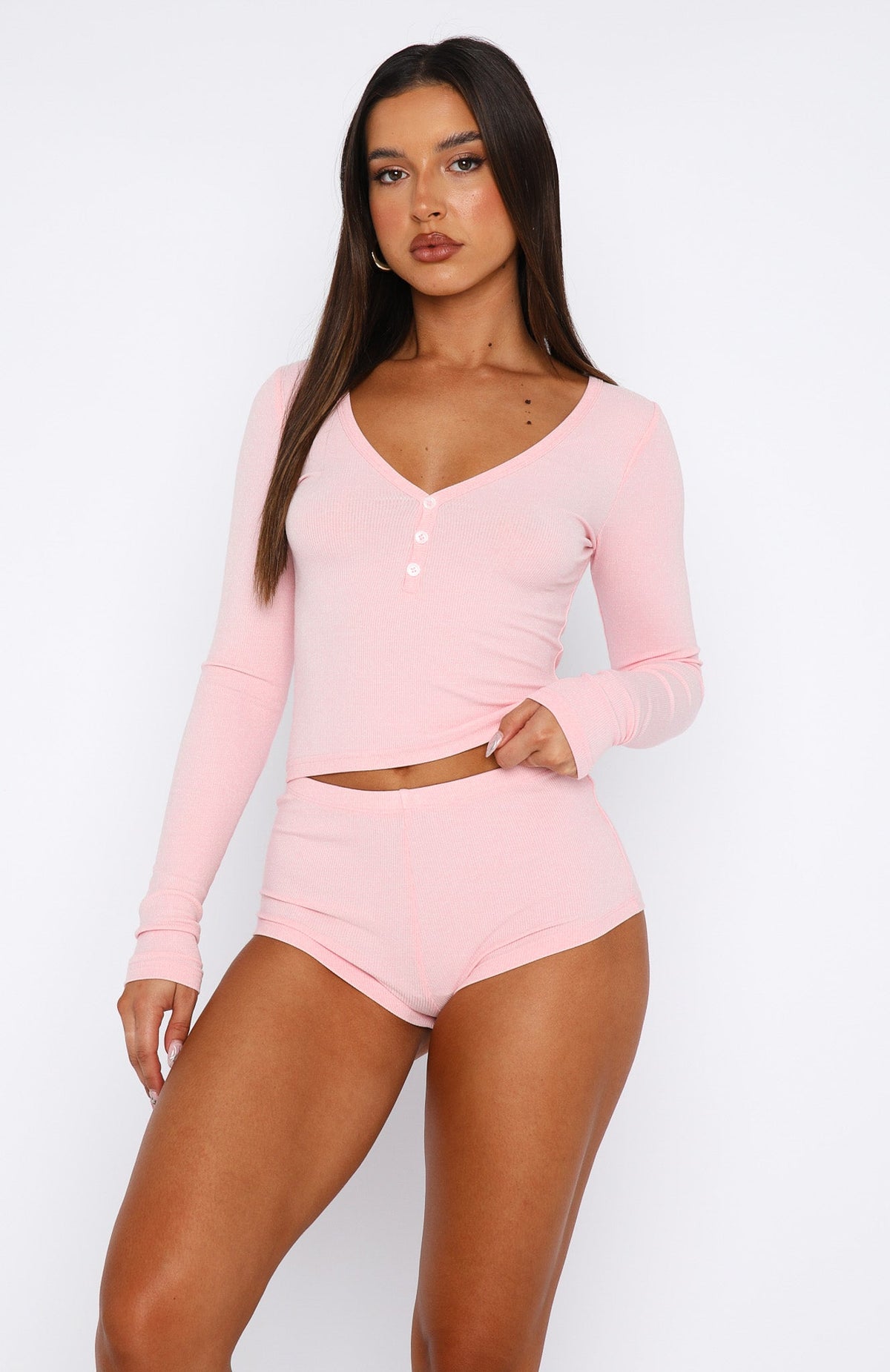 White Fox Girl Talk Pyjama Set Baby Pink