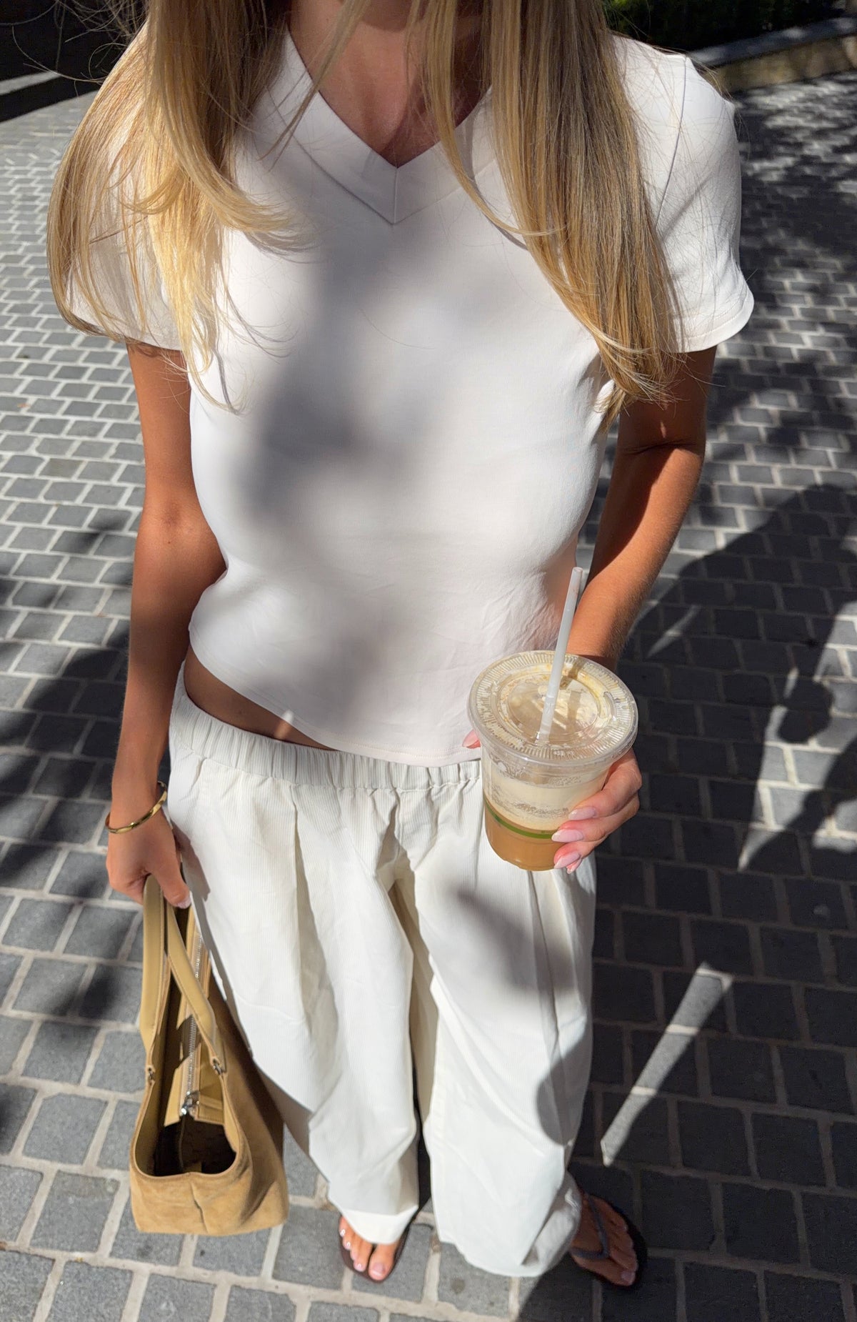 White Fox Out There Somewhere Pants White/Beige Pinstripe