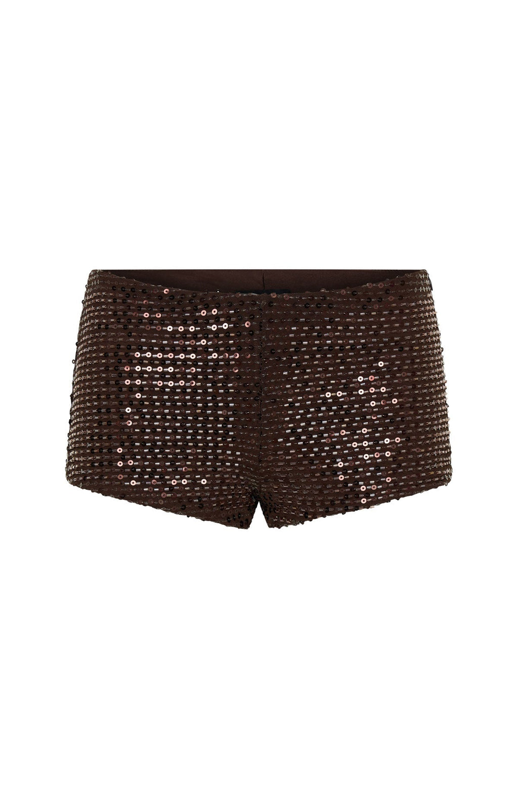 White Fox The Glitterati Beaded Mini Shorts Chocolate