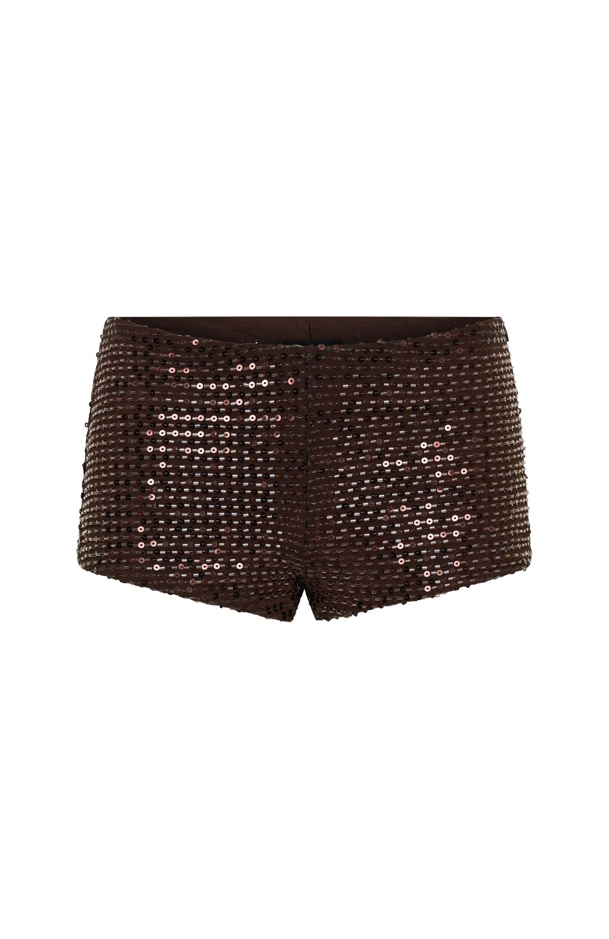 White Fox The Glitterati Beaded Mini Shorts Chocolate