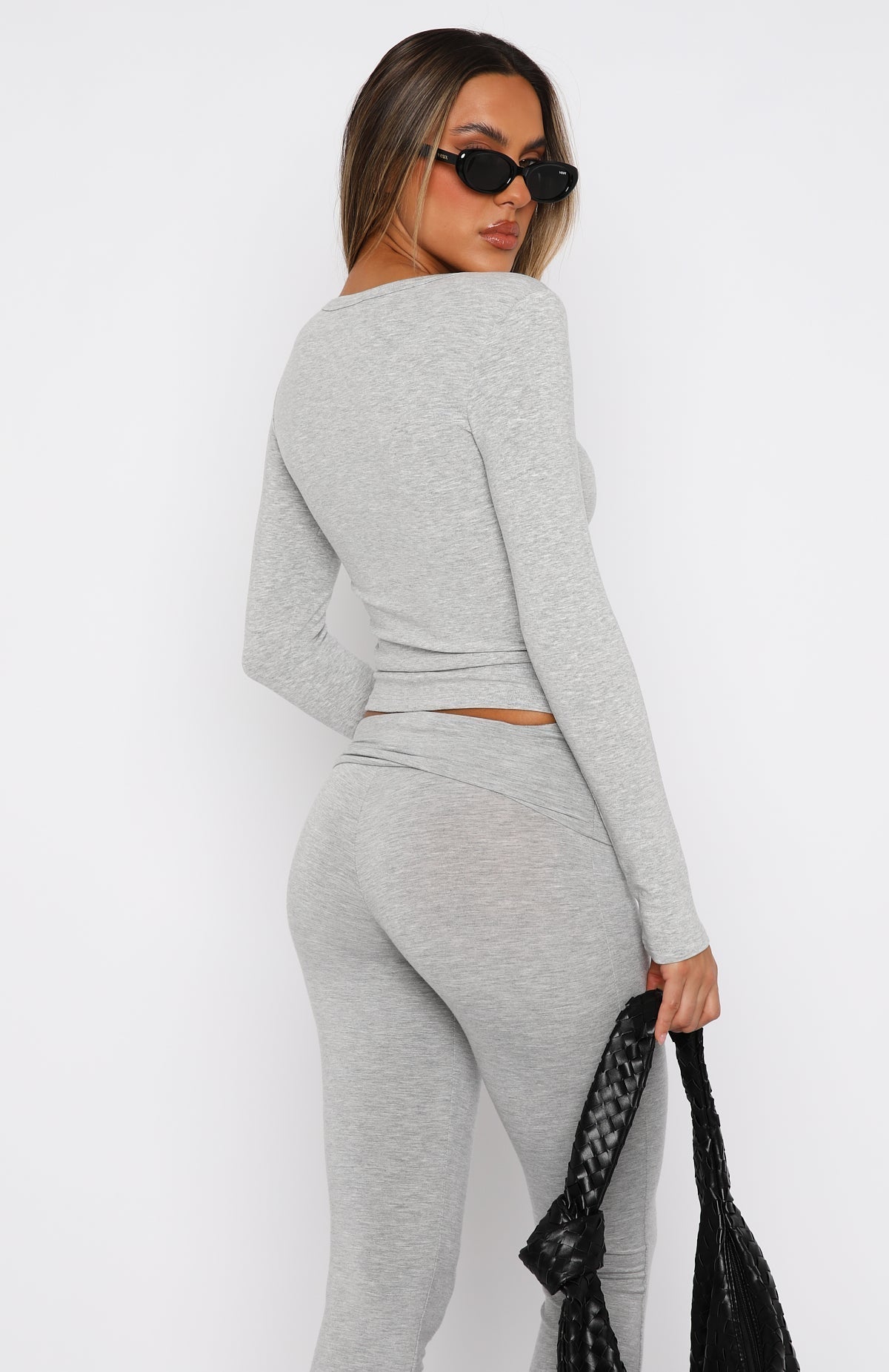 White Fox Give Me The Details Long Sleeve Top Grey