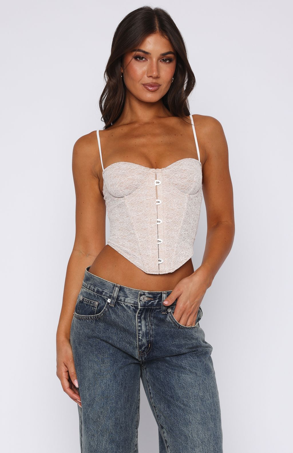 White Fox Don't Get Greedy Bustier White