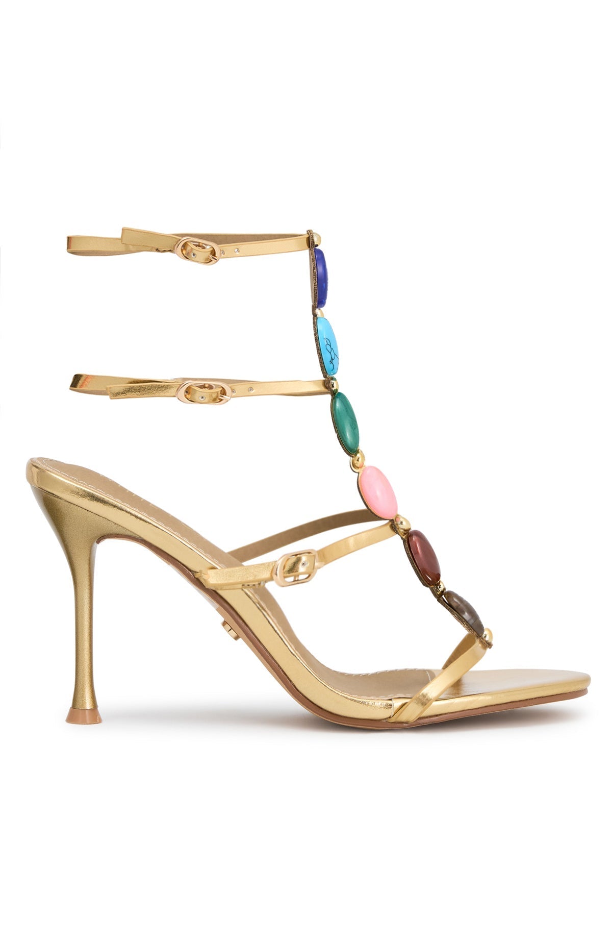 White Fox Yana Beaded Heels Gold