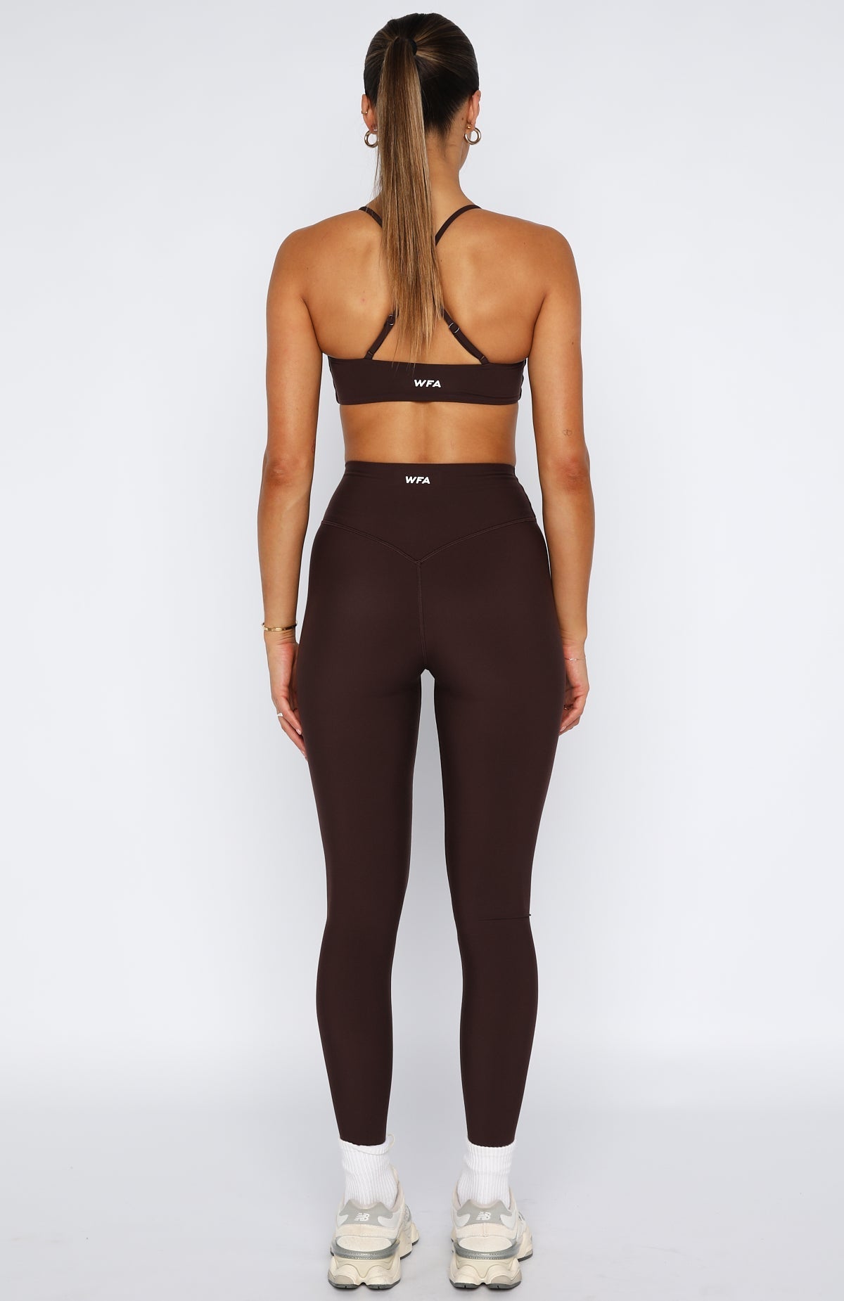 White Fox Go Getter High Waisted Leggings Dark Chocolate