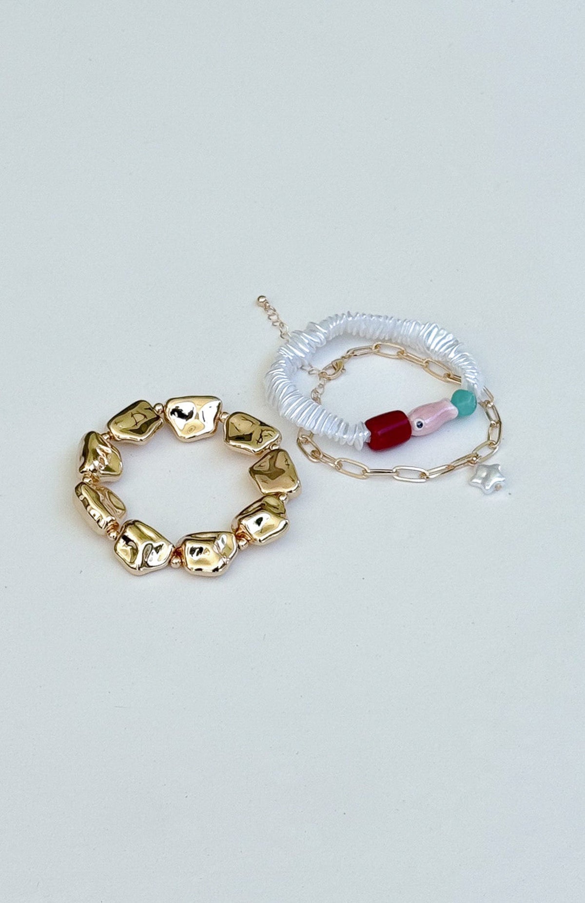 White Fox Aster Bracelet Set Gold