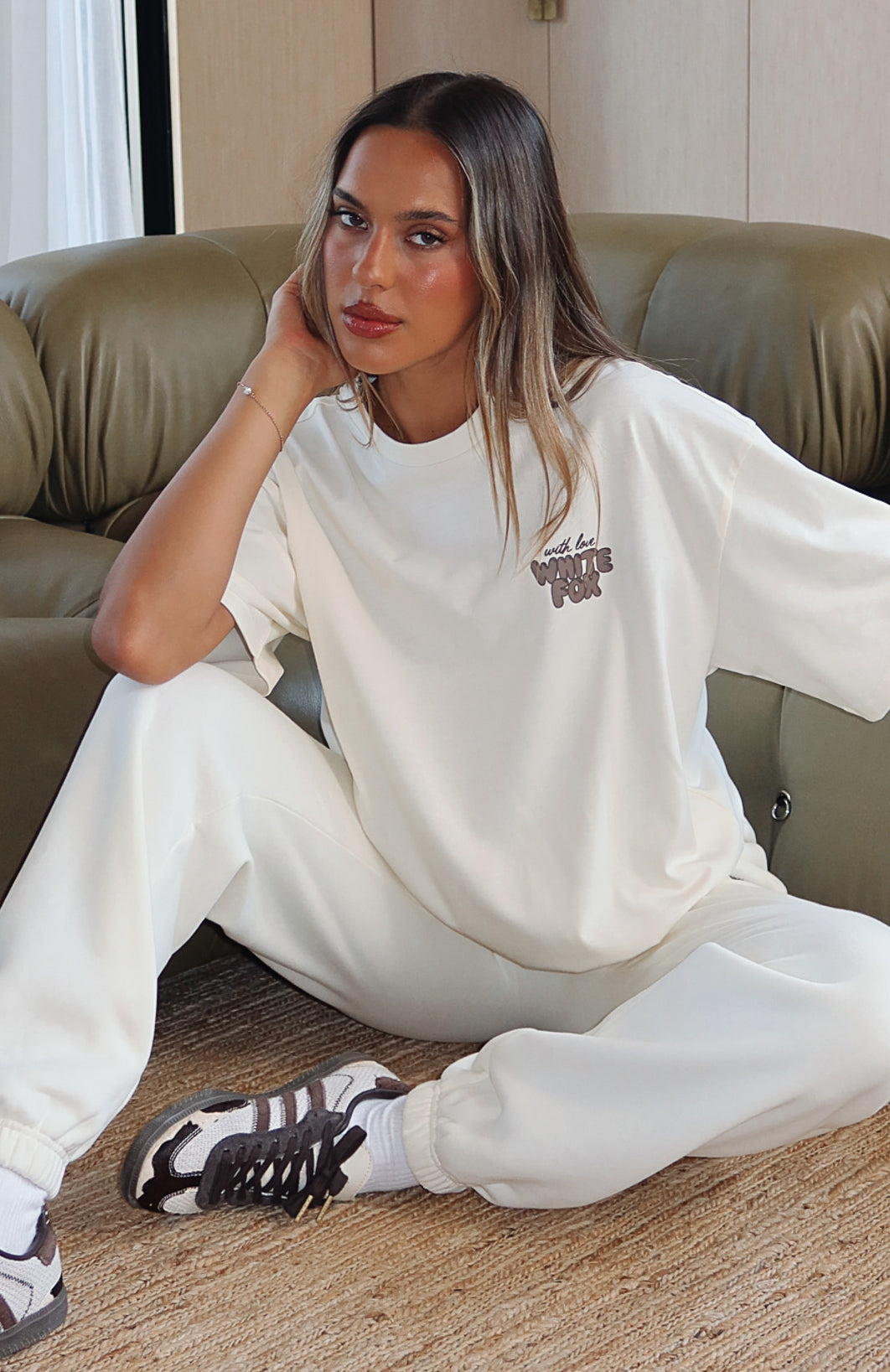 White Fox With Love Always Oversized Tee Cream