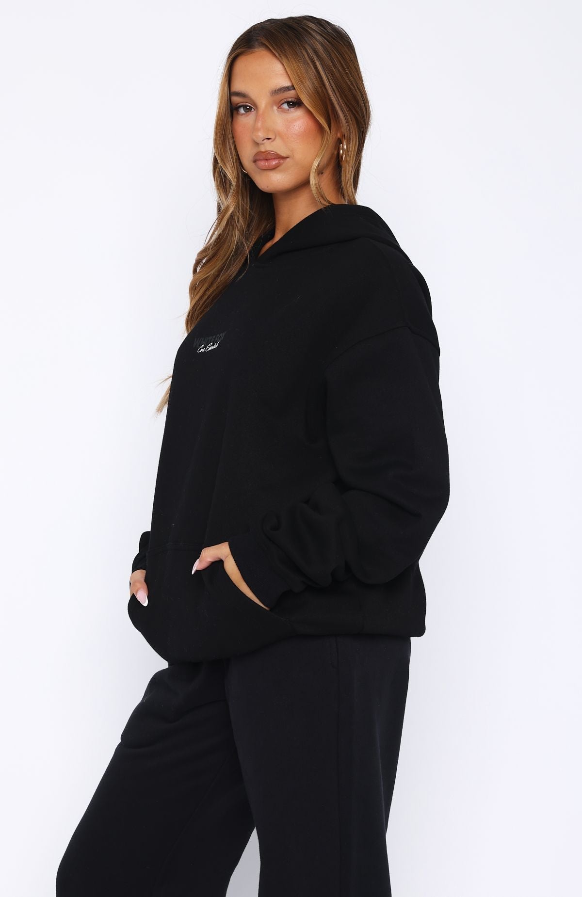 White Fox Core Essentials Oversized Hoodie Black