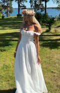 White Fox High Views Off Shoulder Maxi Dress White