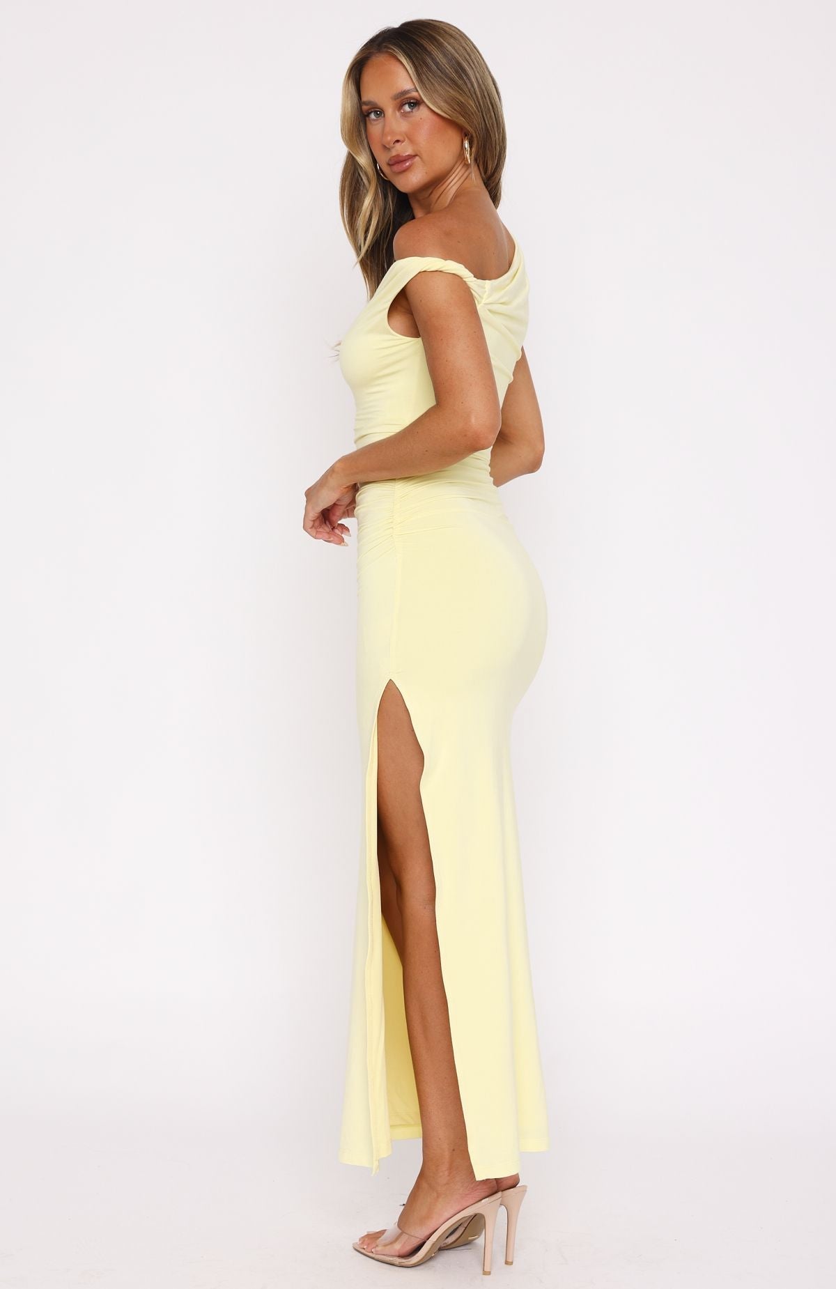 White Fox Little Bit Dramatic Maxi Dress Lemon