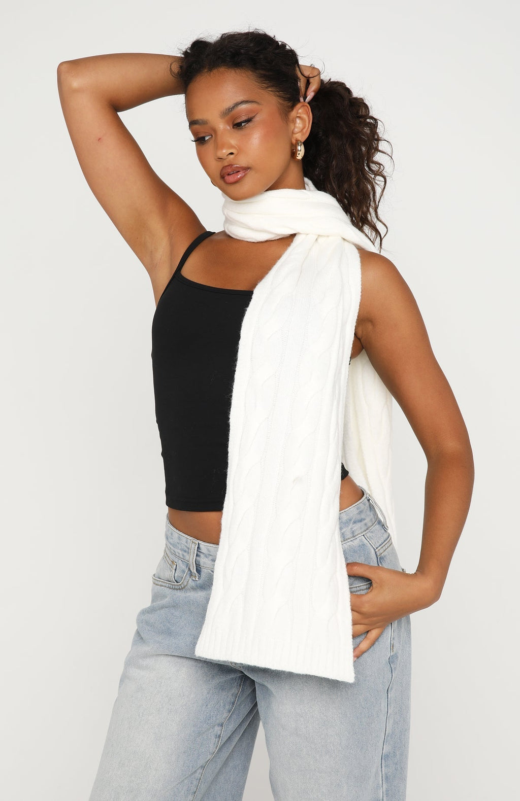White Fox Talia Scarf Cream