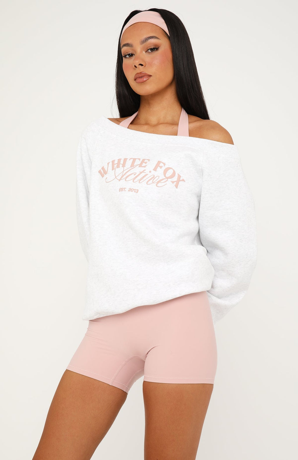 White Fox Far Away Off Shoulder Sweater Grey Marle