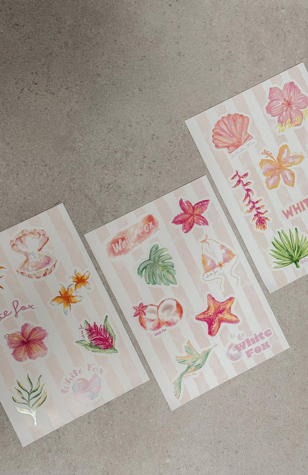 White Fox Tropical Baby Sticker Pack Mixed
