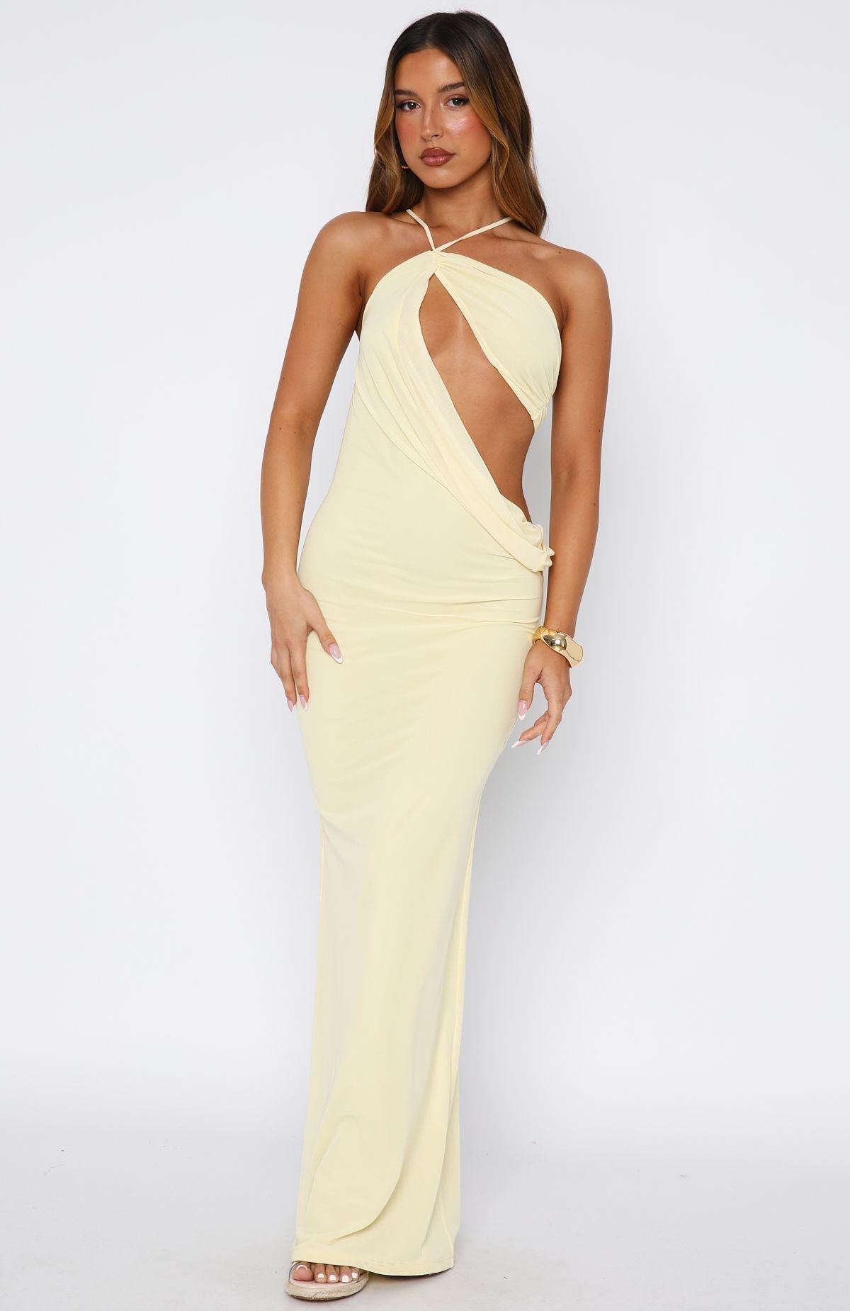 White Fox Monaco Moment Maxi Dress Lemon