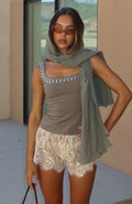 White Fox Let's Play Studded Tank Top Cactus