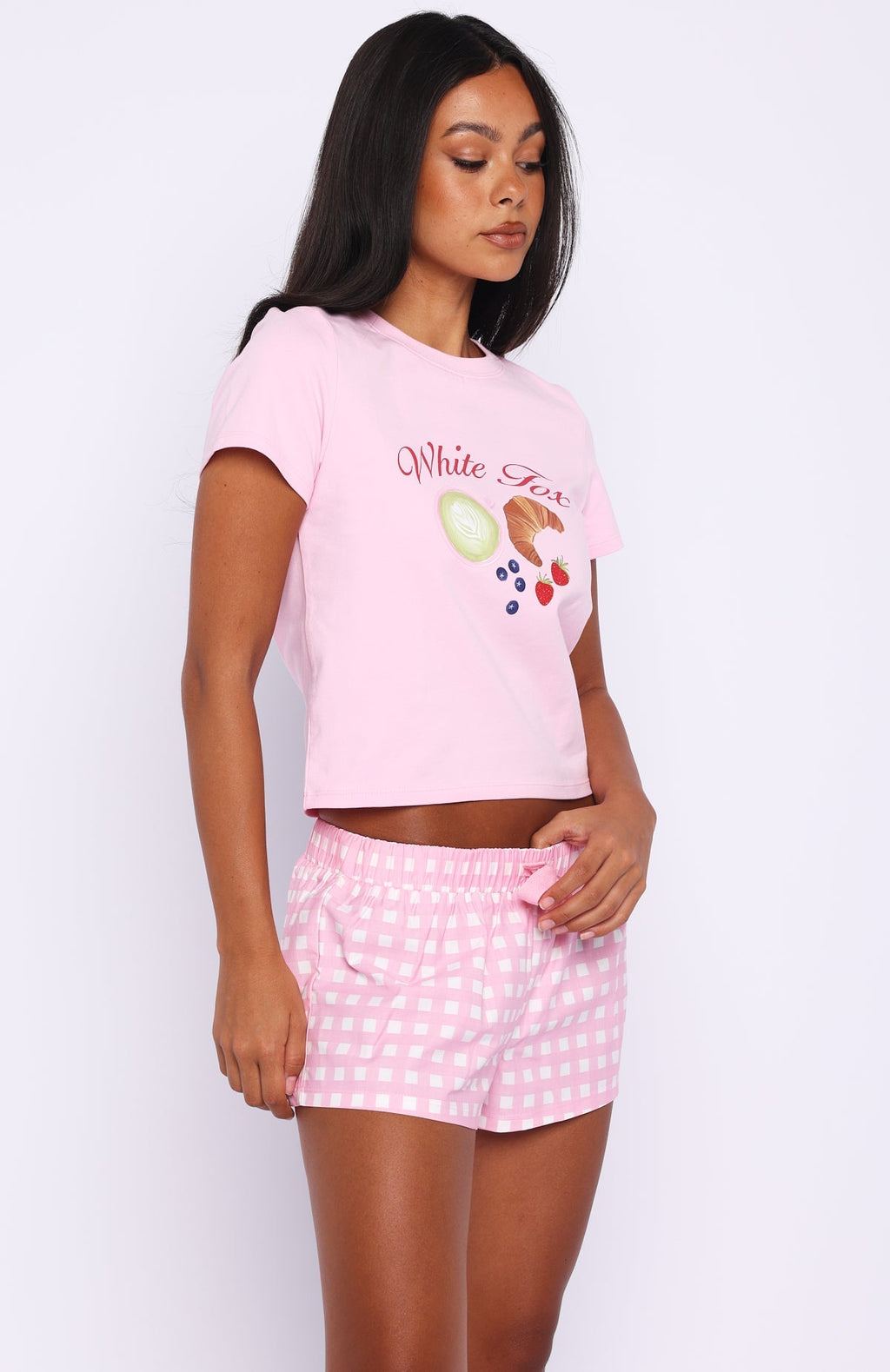 White Fox Breakfast In Bed Pyjama Set Pink