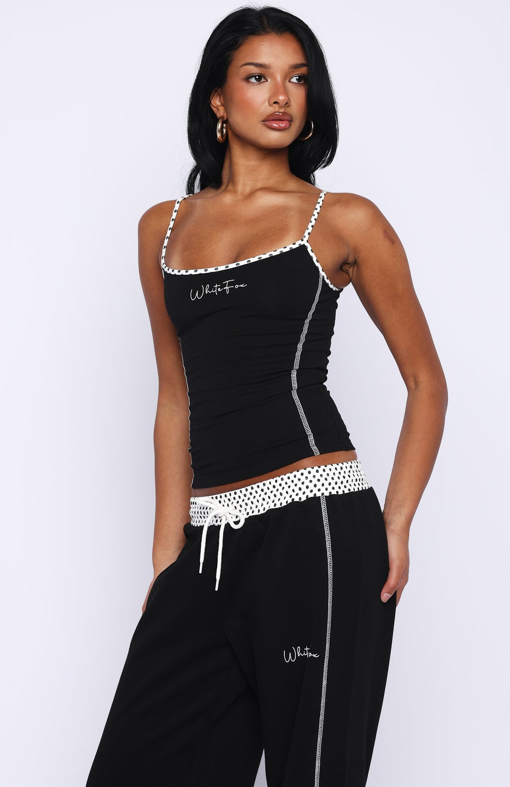 White Fox Pure Attraction Singlet Top Black