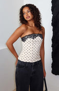 White Fox Flow Of Things Strapless Bustier Cream/Black Polka Dot