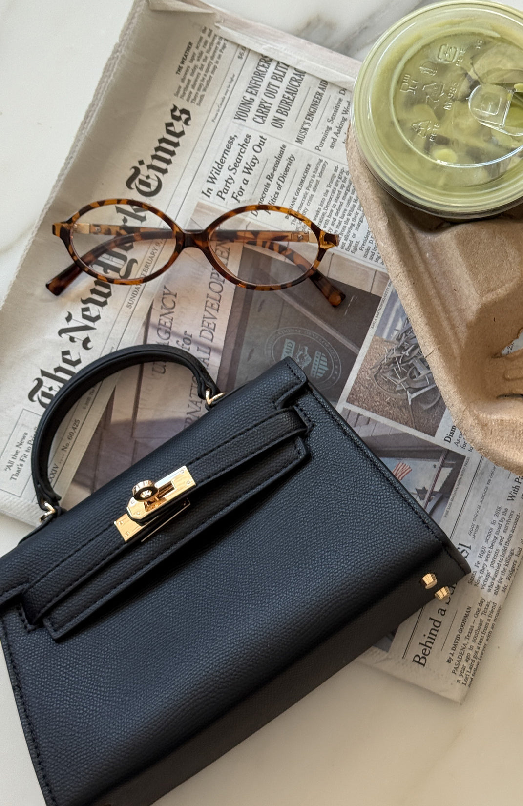 White Fox Hope Top Handle Bag Black