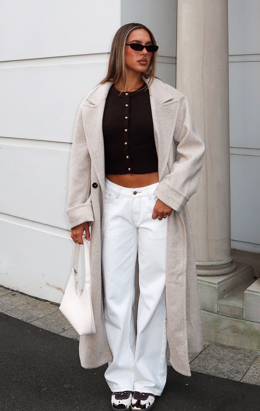 White Fox Winter Holiday Oversized Coat Oat