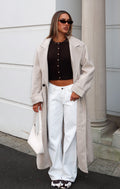 White Fox Winter Holiday Oversized Coat Oat