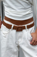 White Fox Eloise Belt Tan Croc