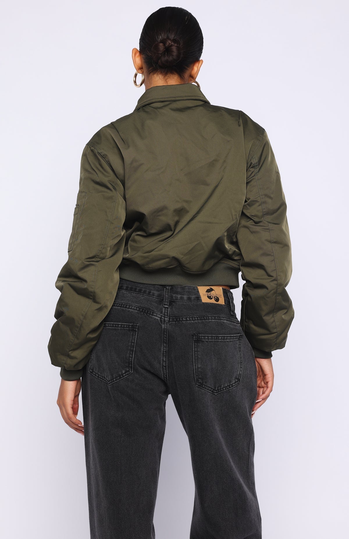 White Fox Something Forgotten Bomber Jacket Khaki