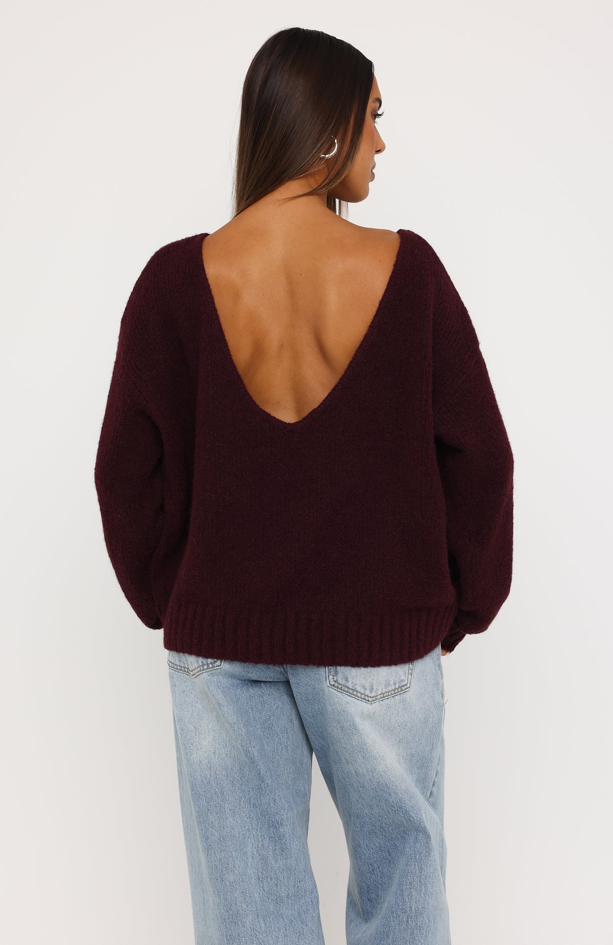 White Fox Softer Love Knit Sweater Merlot