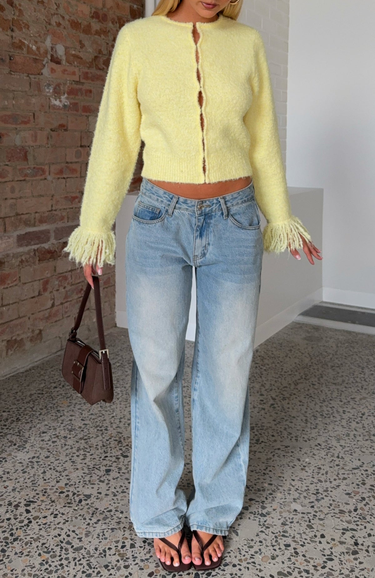 White Fox Baby It's Cold Knit Cardigan Lemon