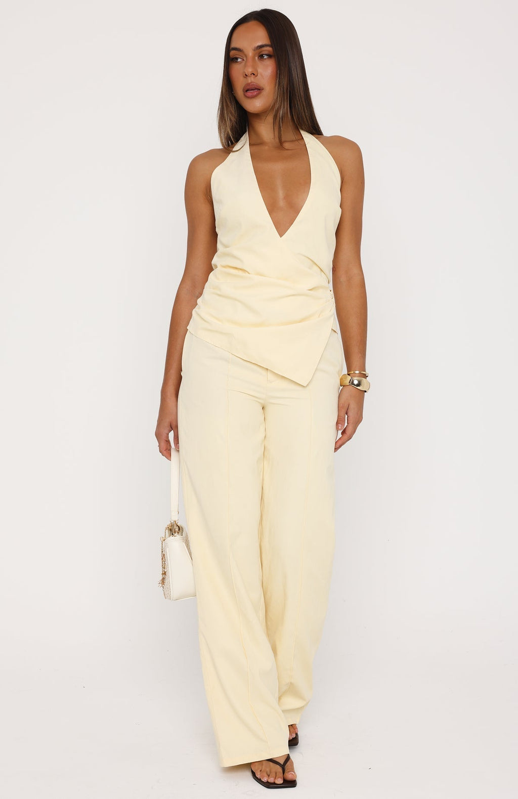 White Fox Fun In The Sun Halter Top Lemon