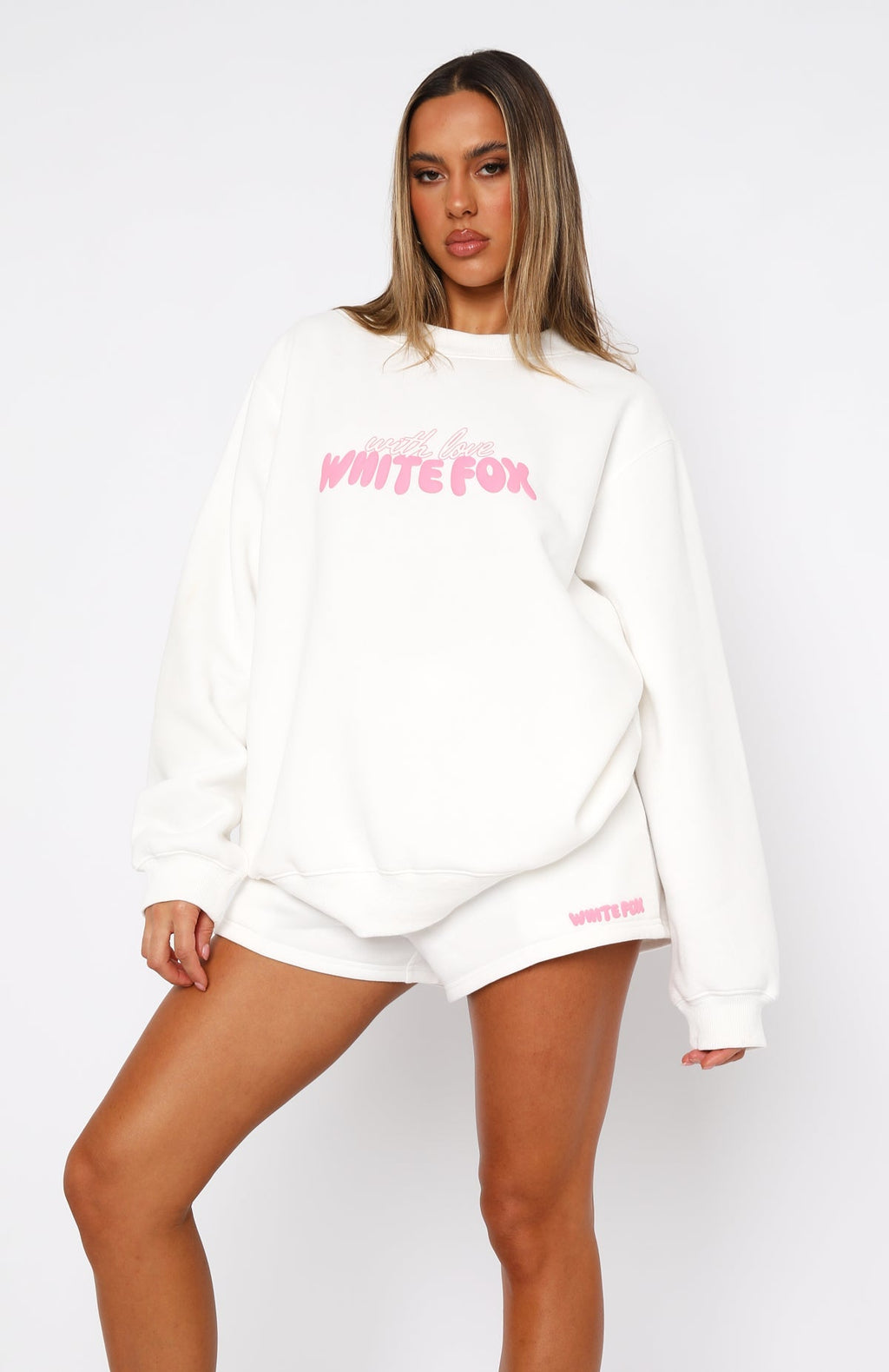 White Fox With Love Forever Oversized Sweater White