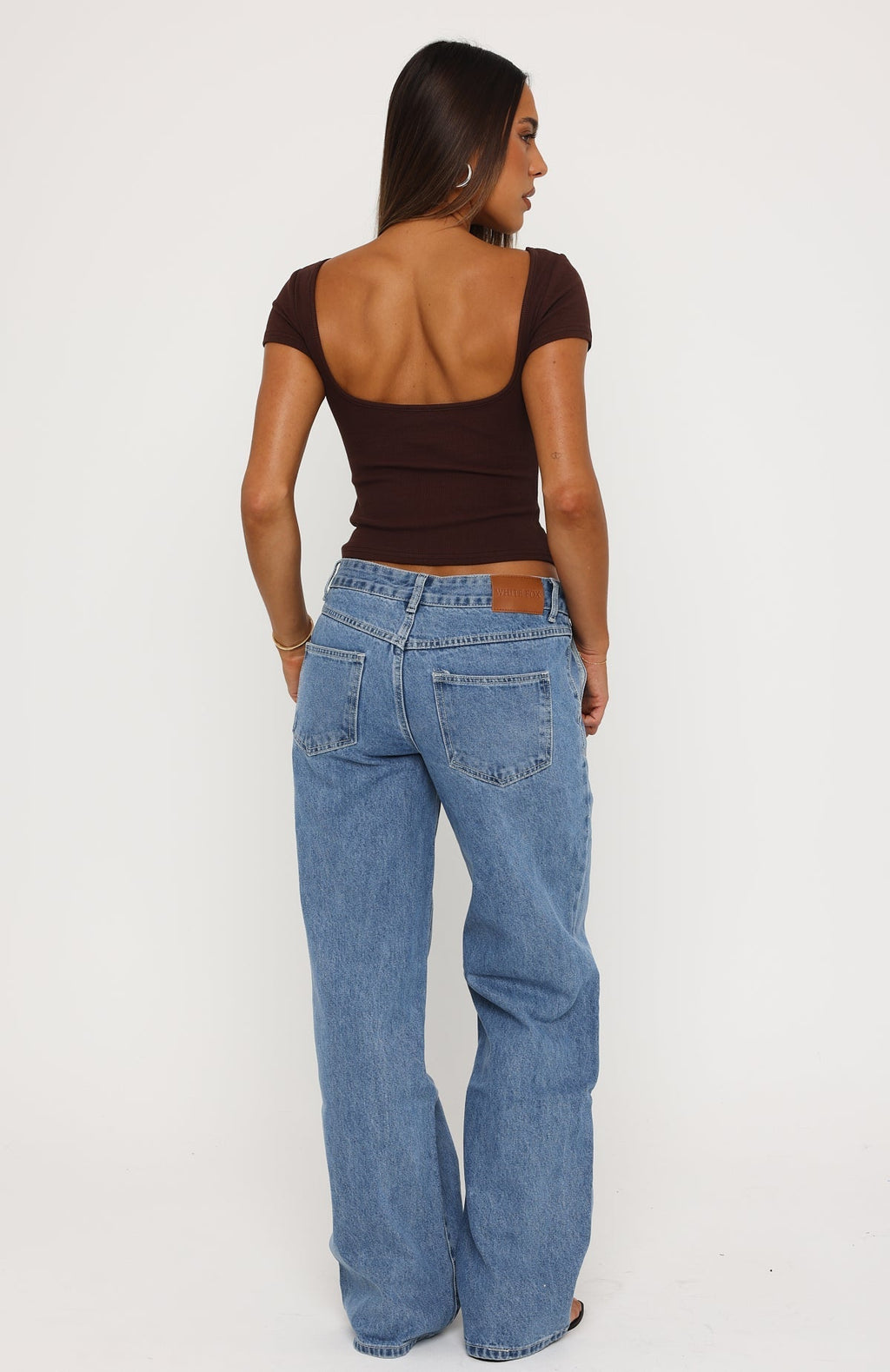 White Fox Jealous Side Low Rise Wide Leg Jeans Vintage Blue