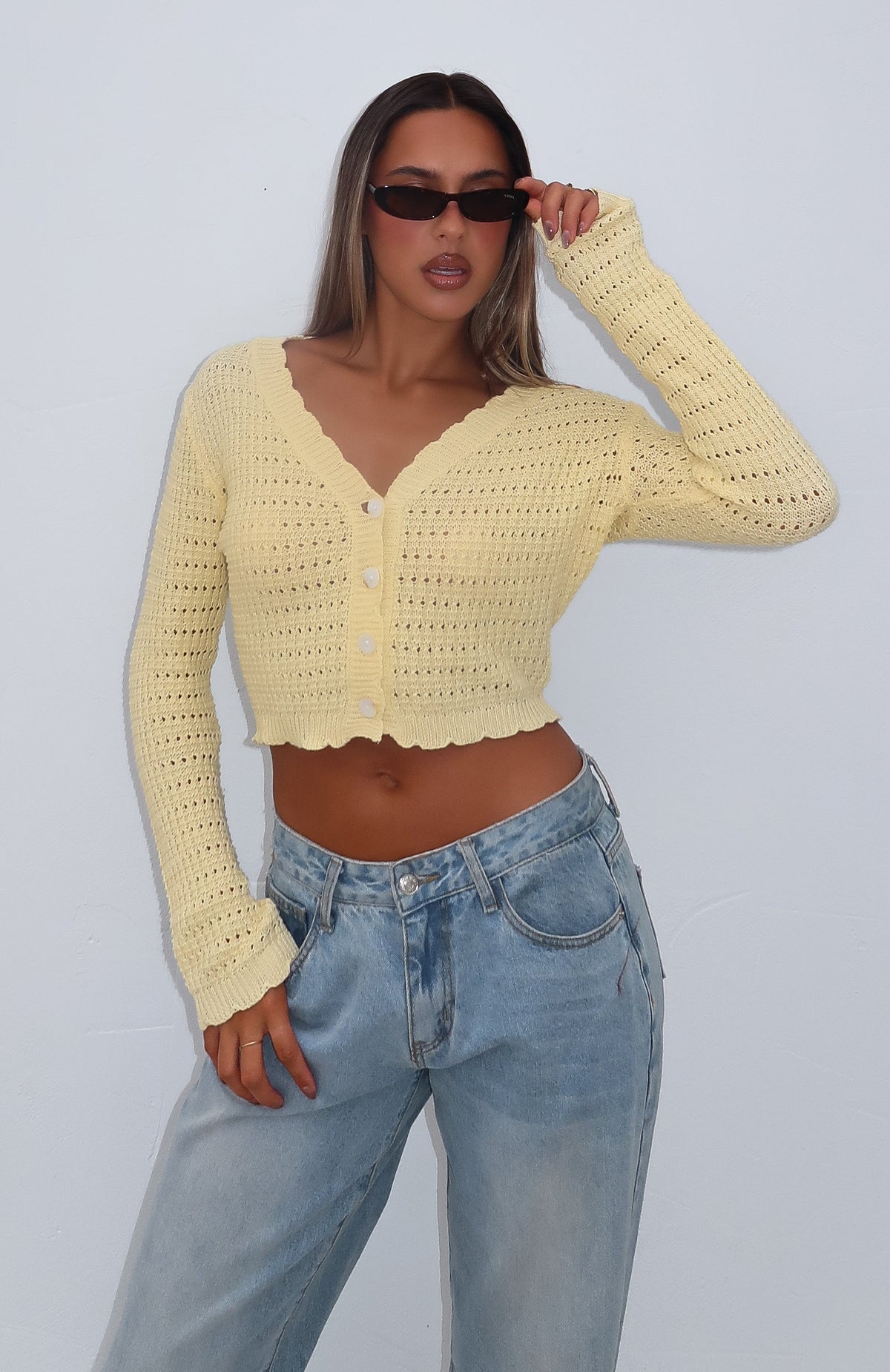 White Fox Just Forget About It Long Sleeve Top Lemon