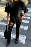 White Fox New Era Lace Pants Black
