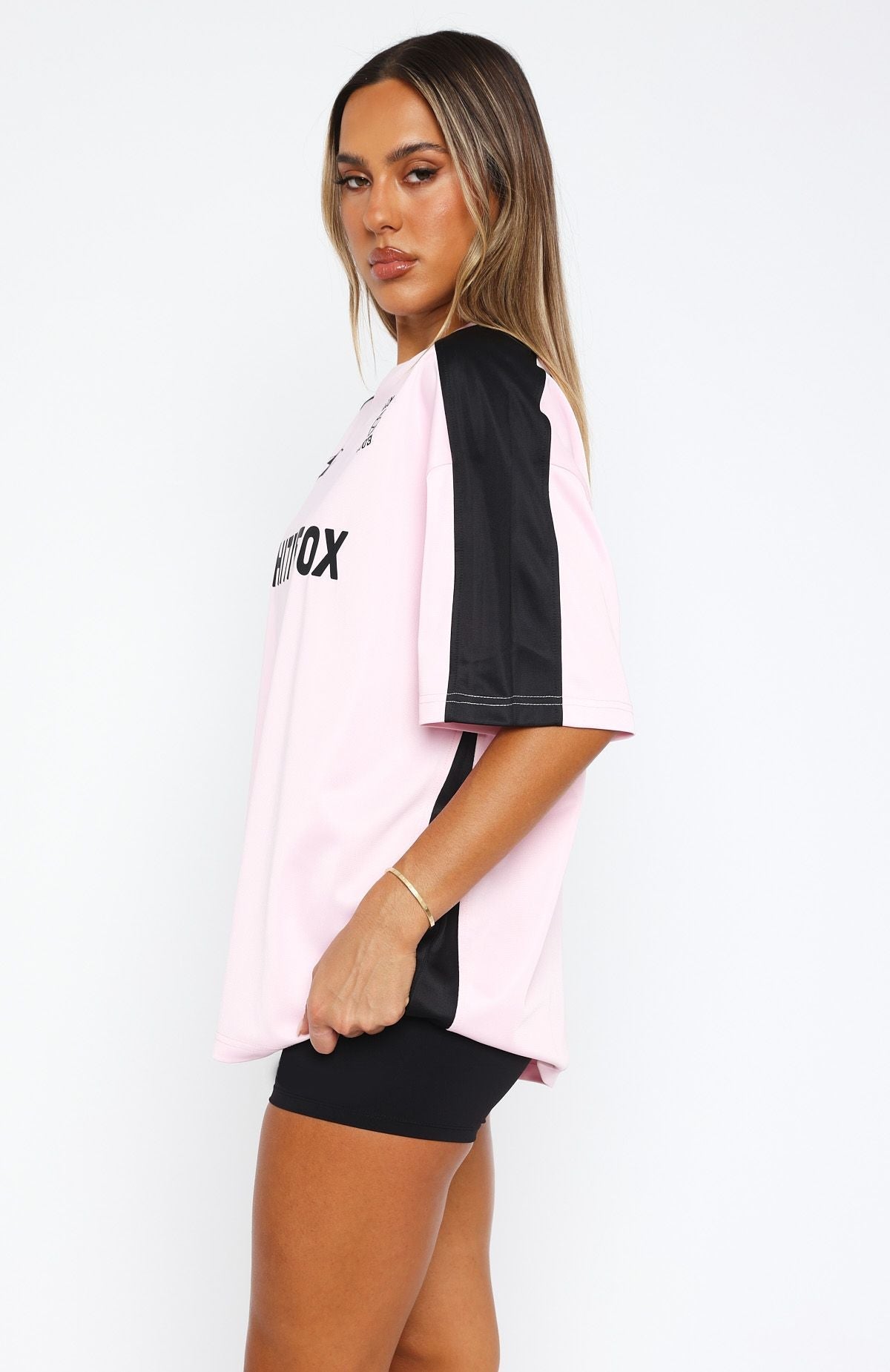 White Fox Checking Up On You Oversized Jersey Light Pink