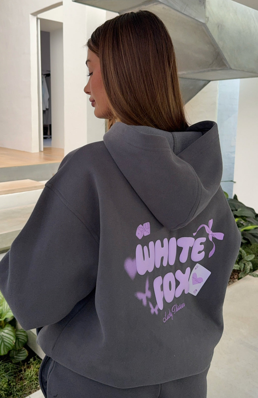 White Fox Lucky Thirteen Stephanie Oversized Hoodie Volcanic