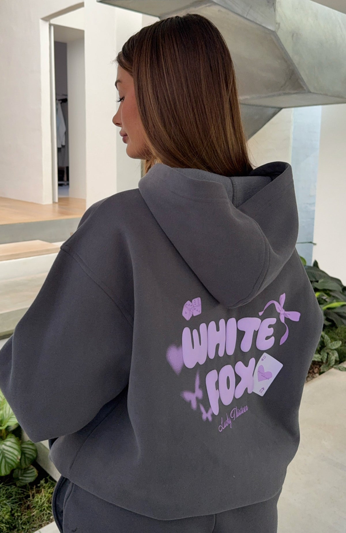 White Fox Lucky Thirteen Stephanie Oversized Hoodie Volcanic