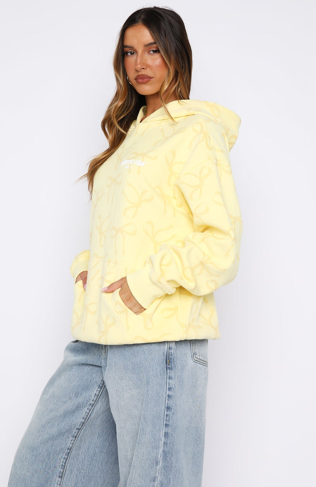 White Fox Vol. 1 Oversized Printed Hoodie Lemon Bow