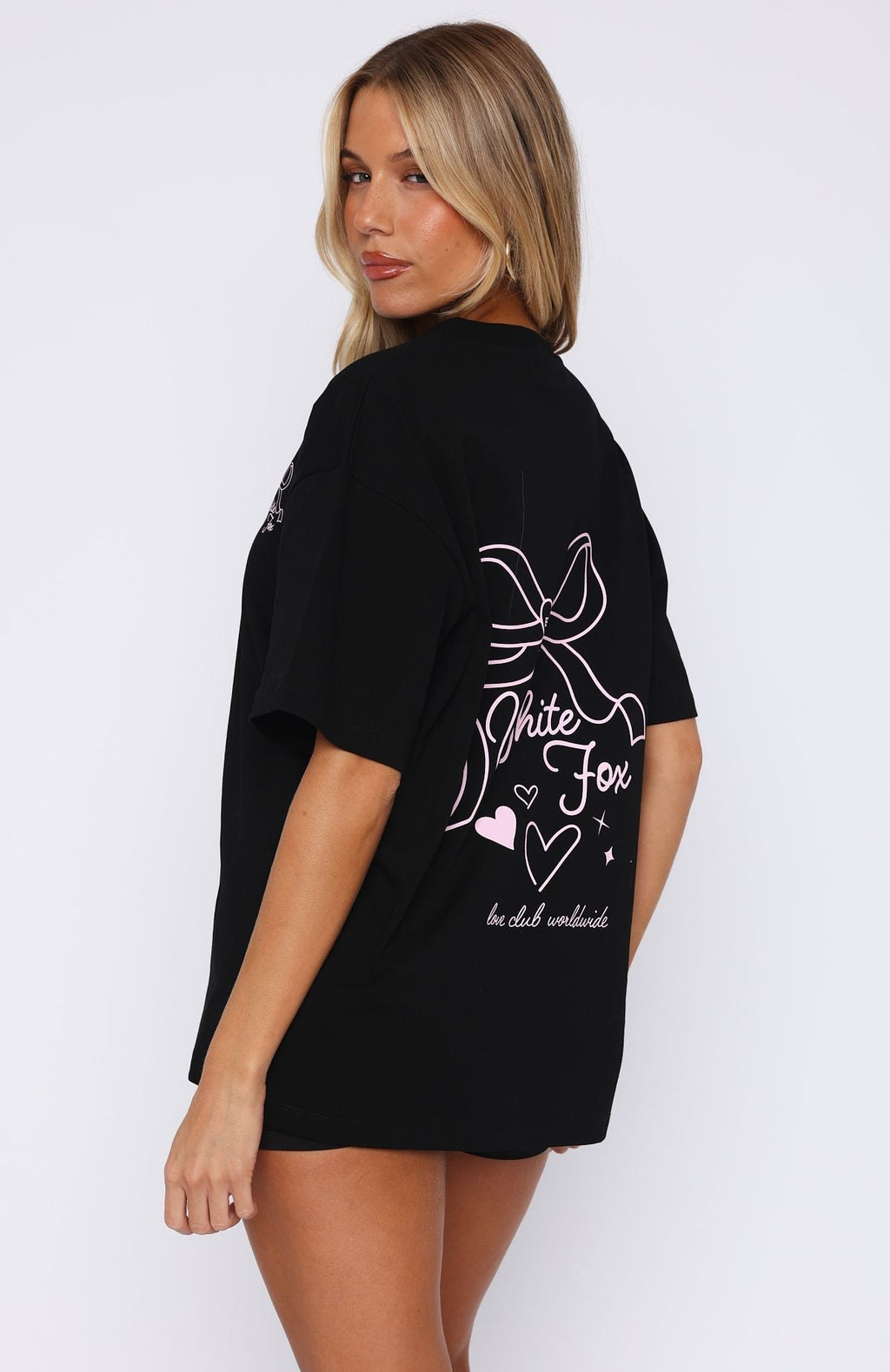 White Fox Love You Forever Oversized Tee Black