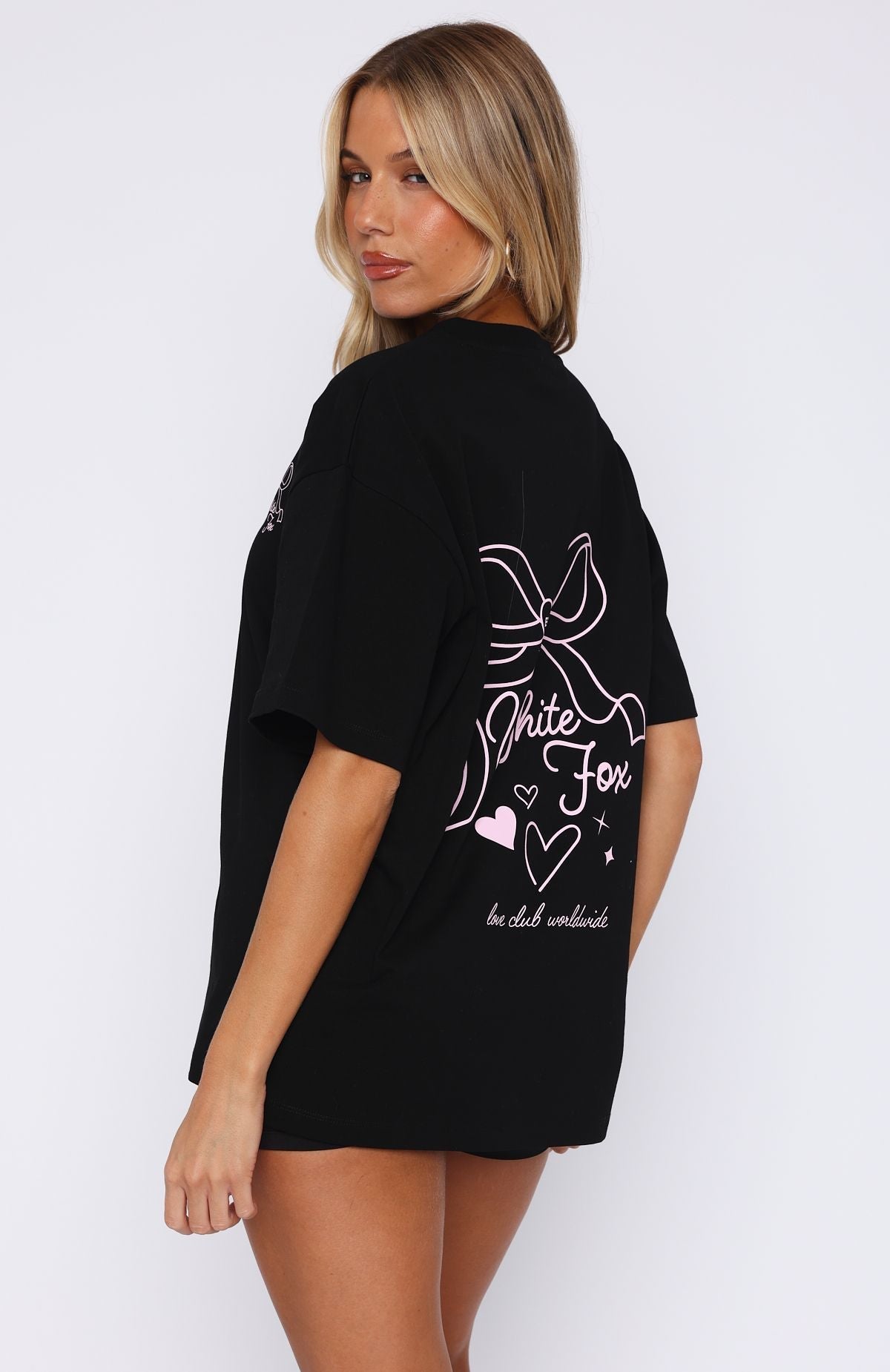 White Fox Love You Forever Oversized Tee Black