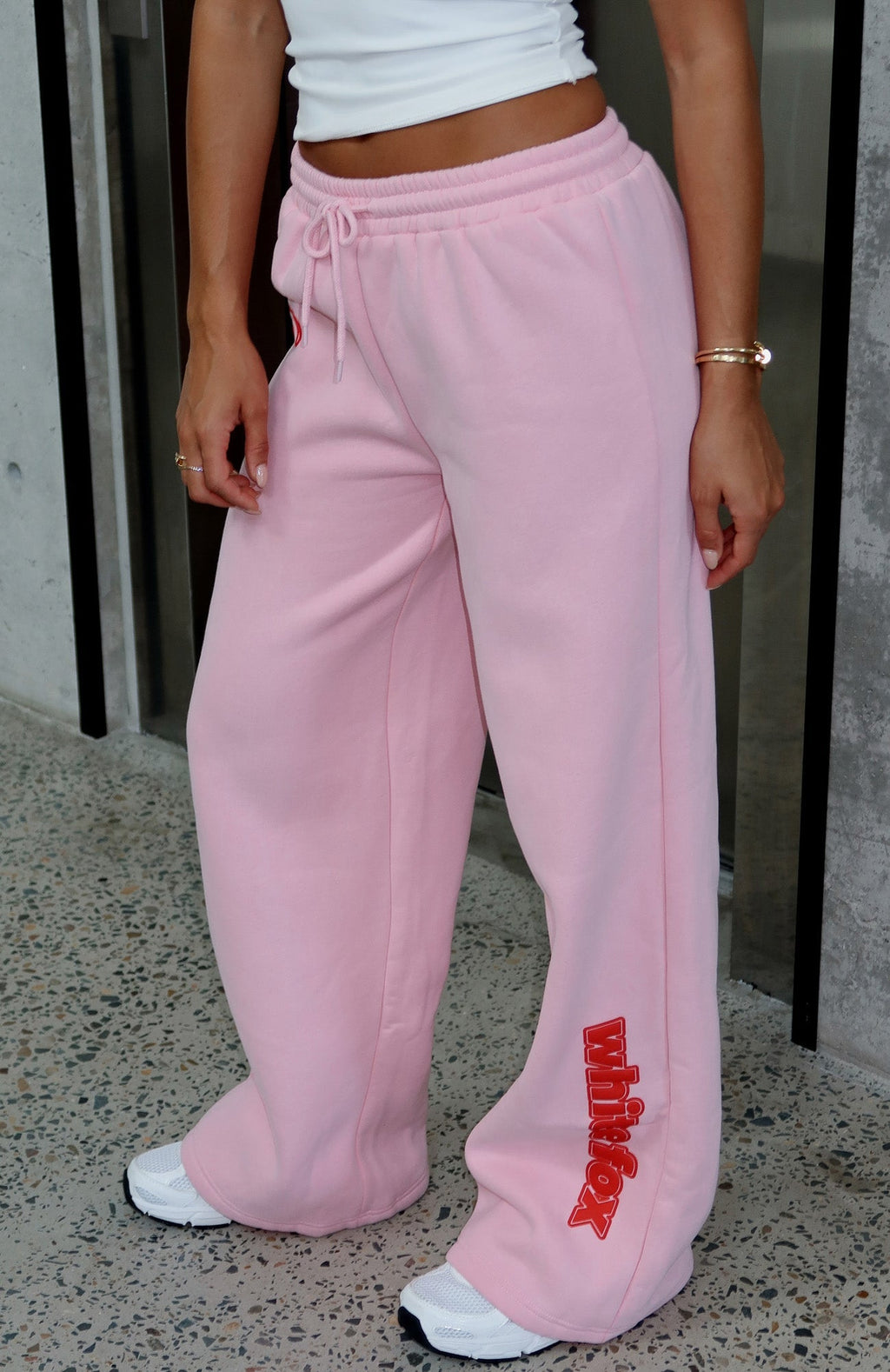 White Fox Ready To Go Wide Leg Sweatpants Pink