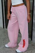 White Fox Ready To Go Wide Leg Sweatpants Pink