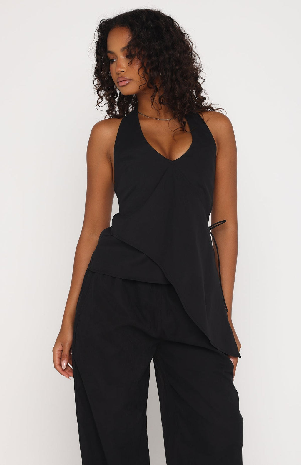 White Fox Mystic Mist Halter Top Black