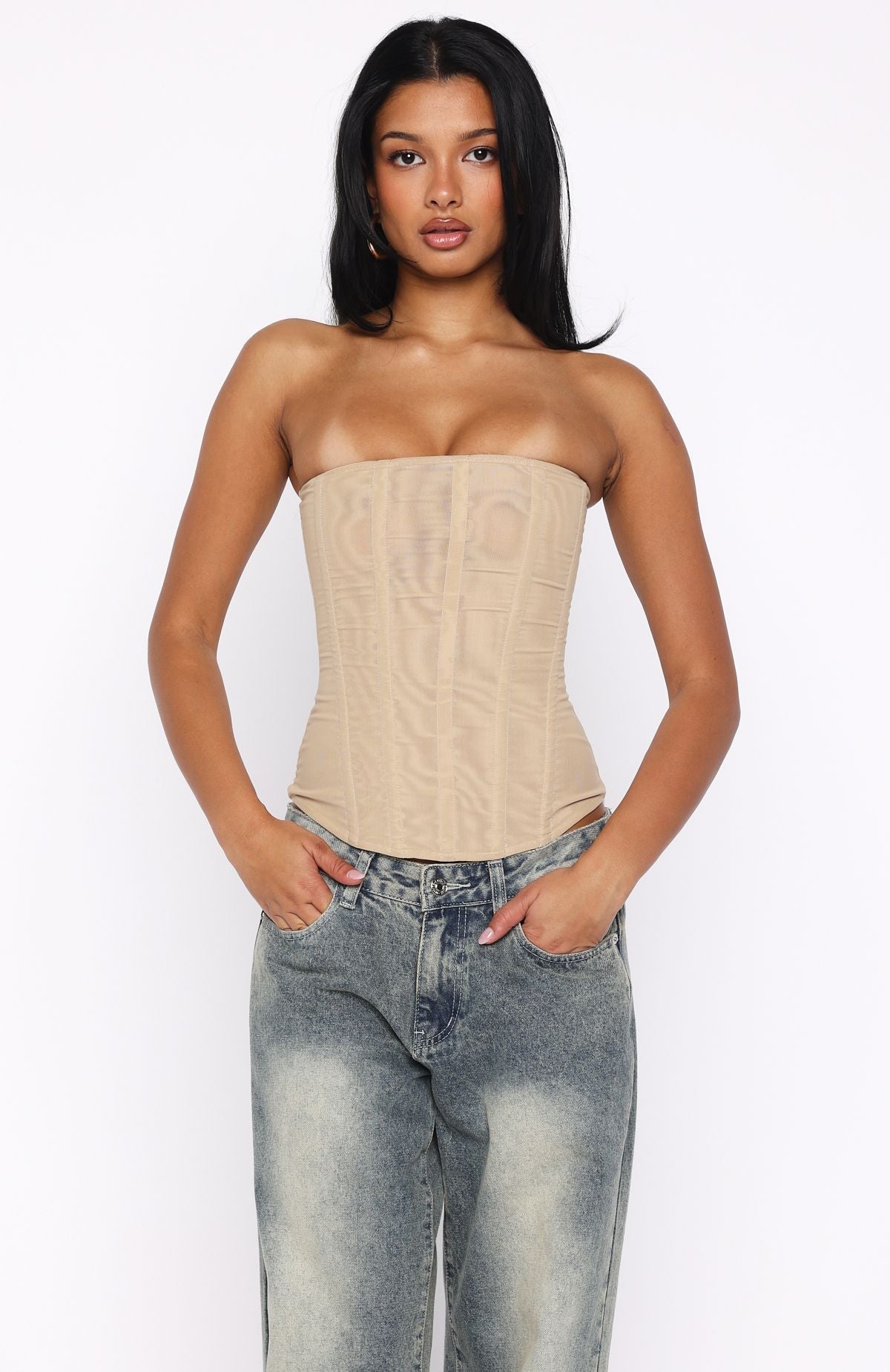 White Fox Tell Me A Secret Strapless Bustier Nude