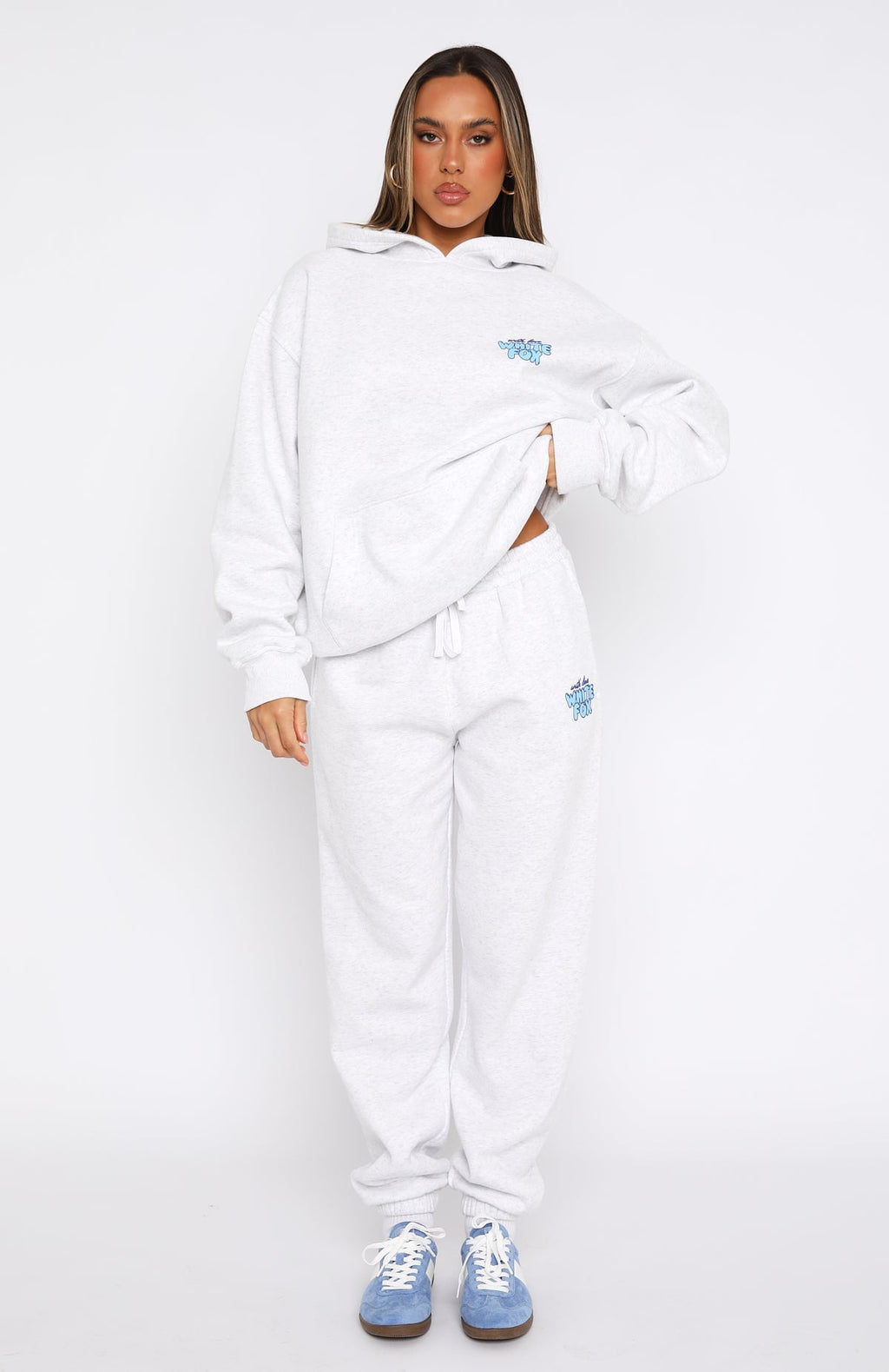 White Fox With Love Always Sweatpants Grey Marle