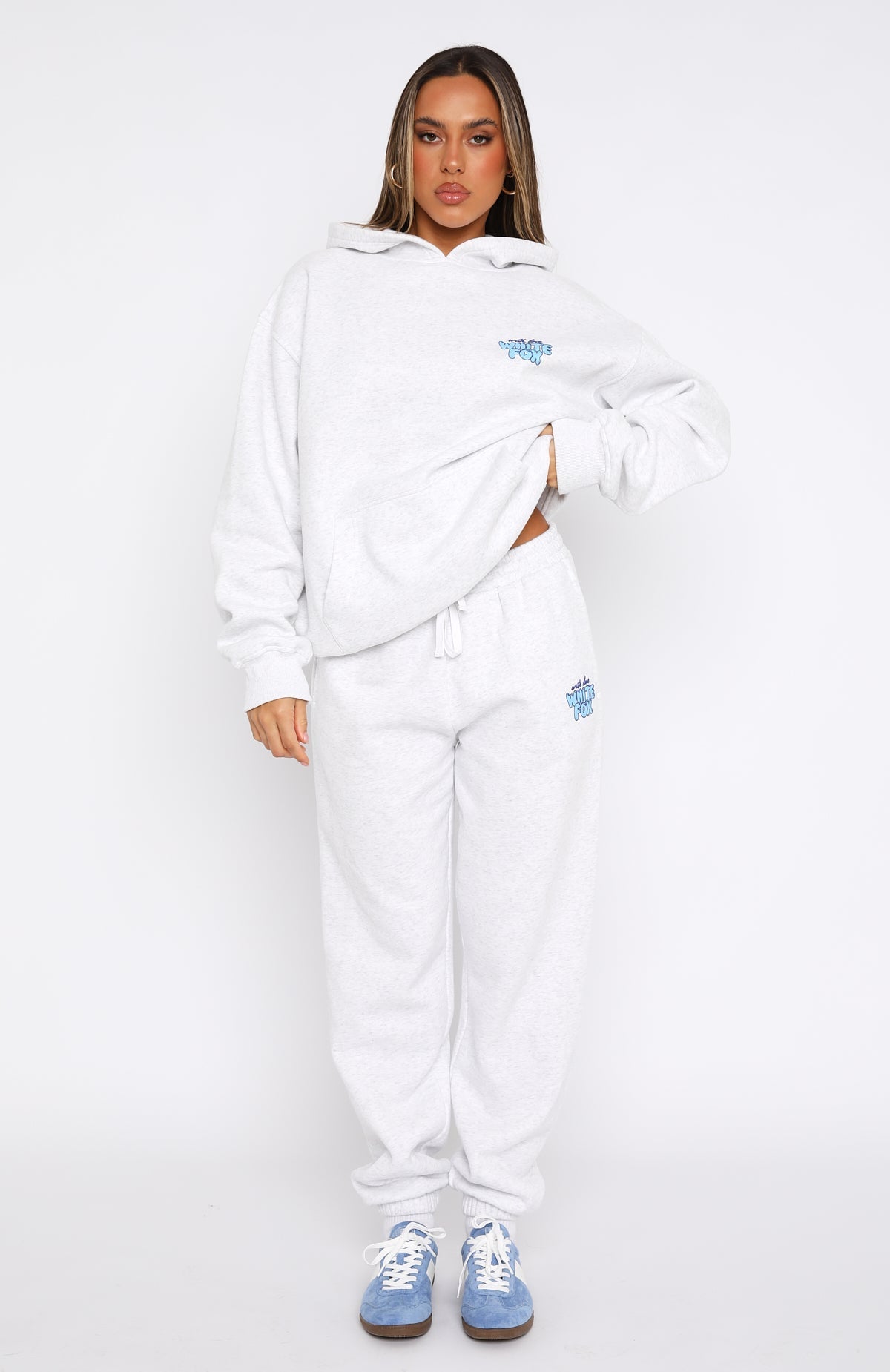White Fox With Love Always Sweatpants Grey Marle