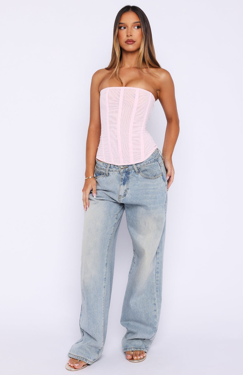 White Fox Tell Me A Secret Strapless Bustier Baby Pink