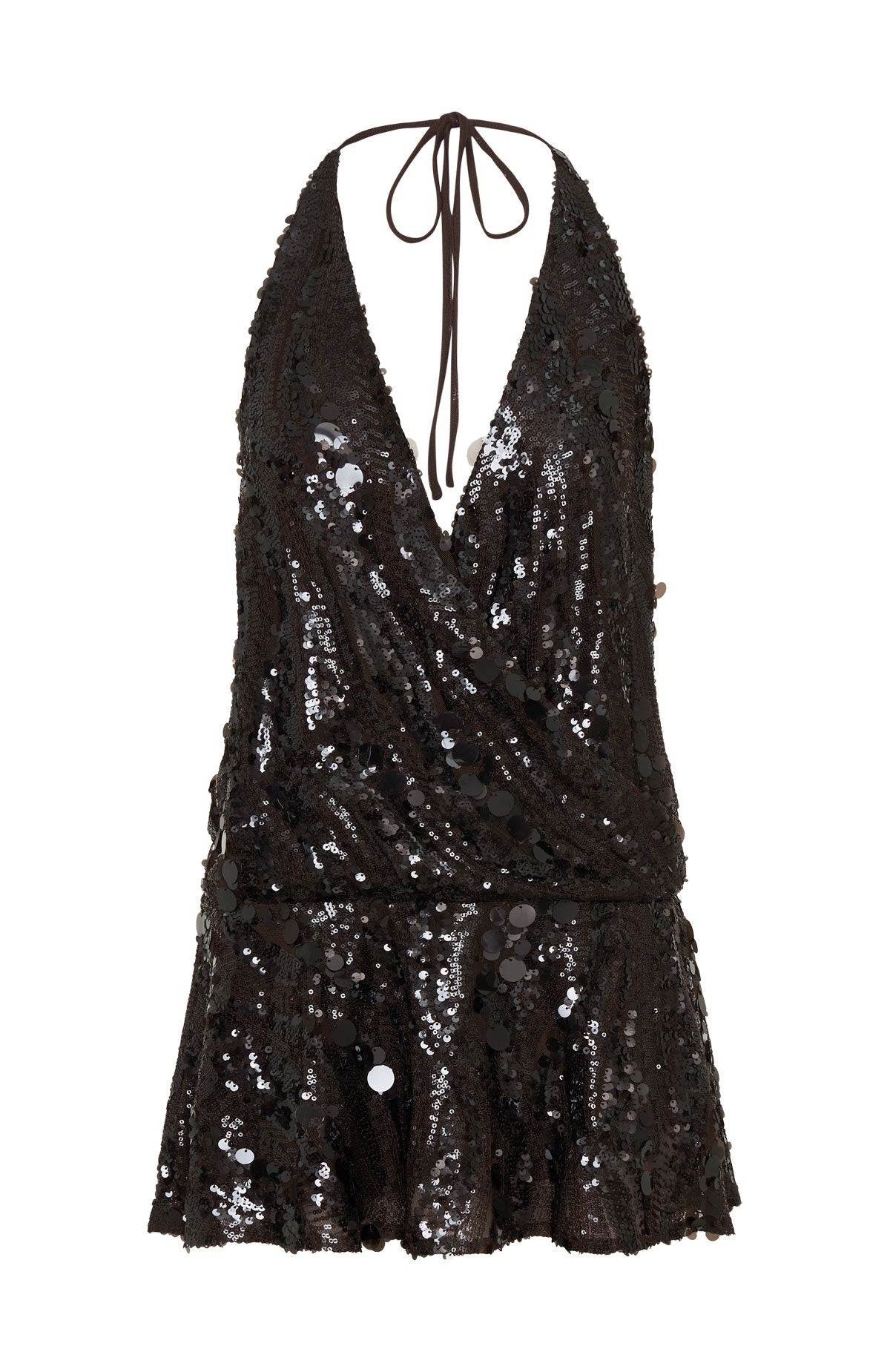 White Fox Divine Excess Sequin Mini Dress Chocolate