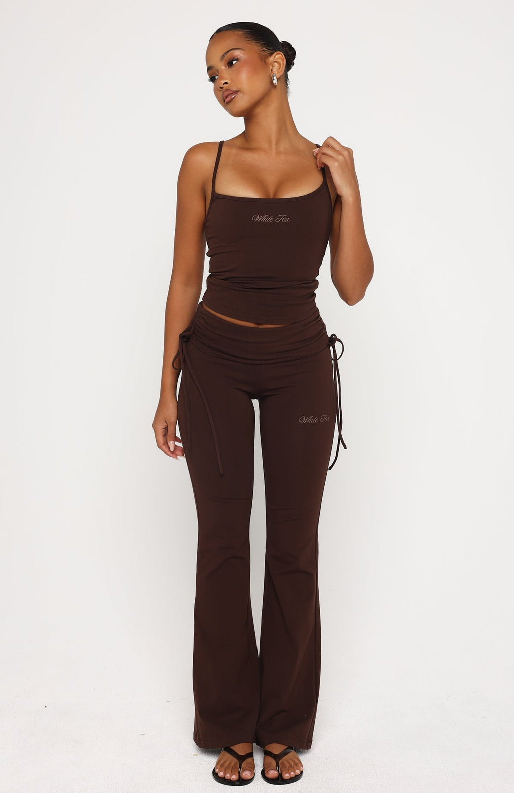 White Fox Pretty Vibes Singlet Chocolate