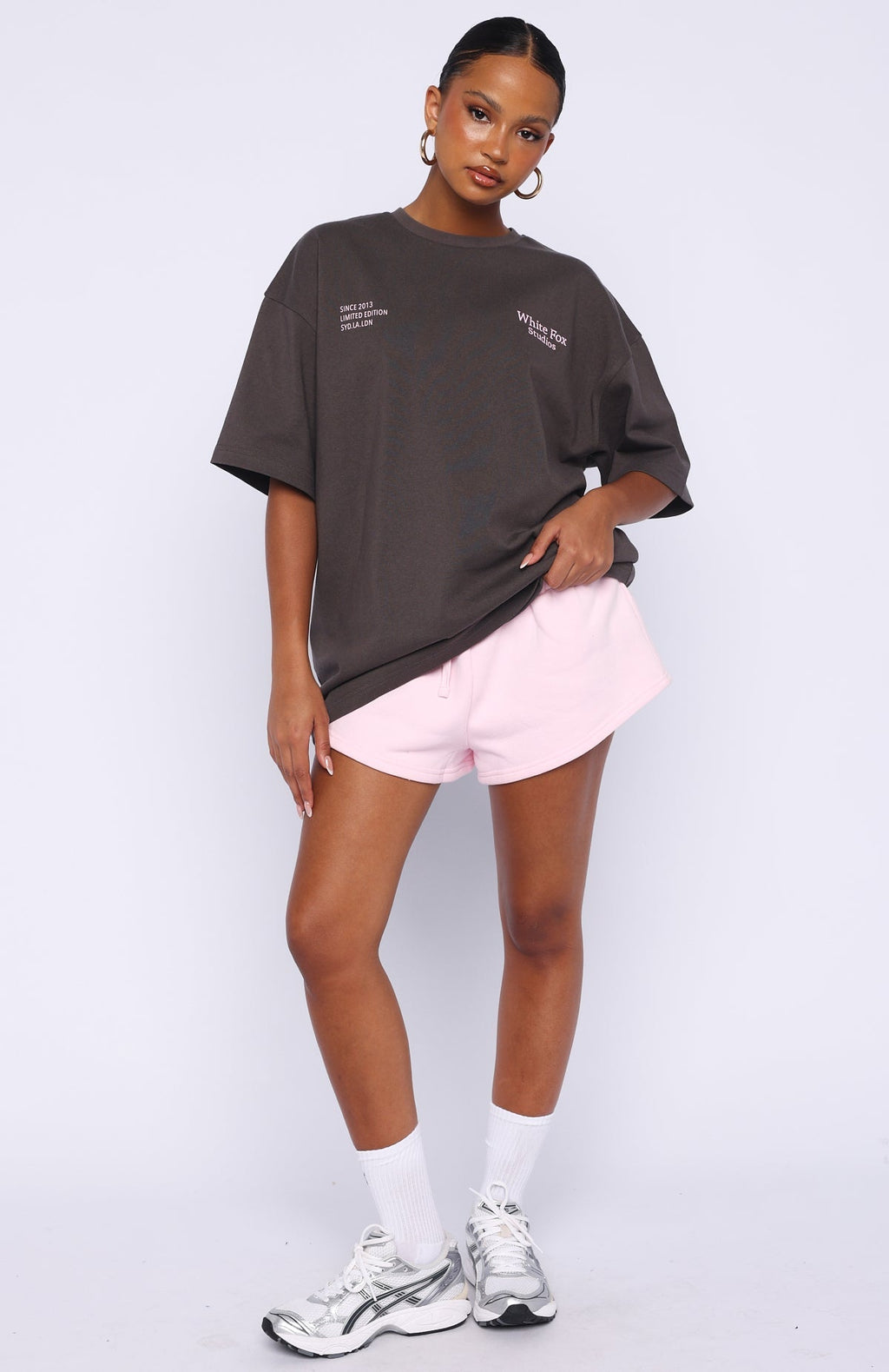 White Fox Midnight Chill Oversized Tee Charcoal